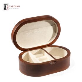 Vietnam Factory Wholesale Price Elegant Jewelry Box, Oval Acacia Wood Jewelry Box