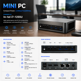 Eglobal en tel Core I7-1255U para juegos Mini PC DDR5 64GB RAM M.2 NVME SSD nuevo todo-cobre Turbo ventilador integrado gráficos