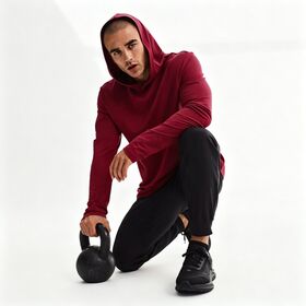 Garnet Relaxed Fit Long Sleeve Hoodie | 4-Way Stretch Breathable Sweat-Wicking Pullover Training Top