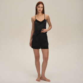 Ensemble Pyjama en Satin de Soie pour Femmes, Pyjama Lounge 2 Pièces, Tenue de Nuit Assortie Hiver Été, Chemise Boutonnée