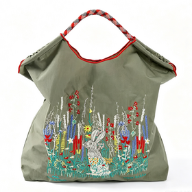 Bestickte Tragetasche mit großem Fassungsvermögen, Einkaufsbeutel aus Nylon & Canvas, Umhänge- & Crossbody-Handtasche 260626-02