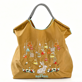 Bestickte Tragetasche mit großem Fassungsvermögen, Einkaufsbeutel aus Nylon & Canvas, Umhänge- & Crossbody-Handtasche 260626-06