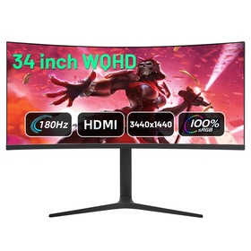 Wholesale Factory Price 34 Inch 180Hz 1ms 2K WQHD 3440x1440p 21:9 VA Panel HDMI VGA Audio Curved Computer Gaming Monitor