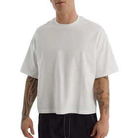 Camiseta Boxy 100% Algodón Cuello Redondo Cropped Personalizada Pesada Camiseta de Manga Personalizada de Moda para Hombre