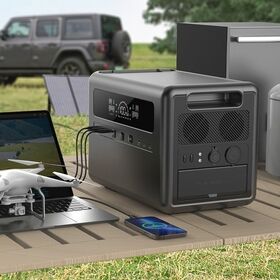 Generator Surya Penyimpanan Energi Off-Grid 2kW, UPS Portabel Cadangan Darurat, Stasiun Daya Portabel Lifepo4 2000W untuk Berkemah di Luar Ruangan