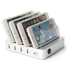 Stasiun pengisian daya USB multi-perangkat 4 port untuk desktop, rumah, restoran, portabel, pengisi daya ponsel