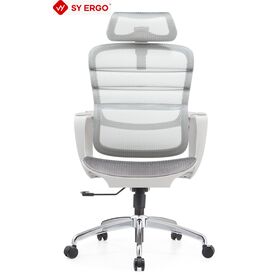 BIFMA Certifié De Luxe Ergonomique Chaise De Bureau En Alliage D'aluminium 4D Accoudoirs Haut Dos Maille Noir pour La Maison