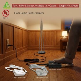 UL listado 300W 120V Triac Slide Foot Dimmer con juego de cables, interruptor de atenuación de pie estándar de EE. UU. para lámparas de mesa LED