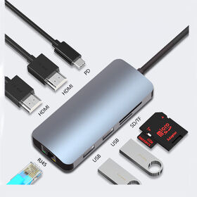 Adaptor Video 8 in 1 Dual HDMI, Docking Station HUB USB Type C untuk Macbook Windows dengan Dukungan MST