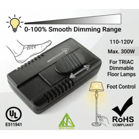 U L listado 300W 120V Triac Foot Slide Dimmer, estándar de EE. UU. para lámparas de mesa LED