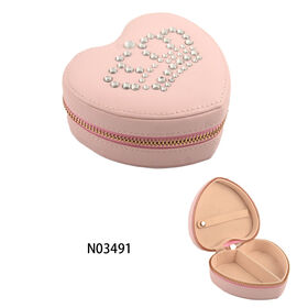 Premium PU Jewelry Storage Box Cute Portable Jewelry Holder with Cosmetic Mirror