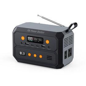 Stasiun Pembangkit Listrik Portabel 120W, Generator Surya Jepang dengan Baterai LiFePO4 115.2Wh, Radio FM, Power Bank Cadangan AC untuk Darurat dan Berkemah