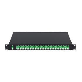 Splitter PLC Fiber Optik LC 1U 19 inci Pemasangan Rak 2x64 untuk Pusat Data FTTx