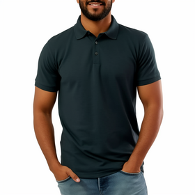 Polo Personnalisé en Coton Piqué Stretch avec Logo pour Homme - Polo de Golf sans Couture pour Homme avec Col Blanc de Marque