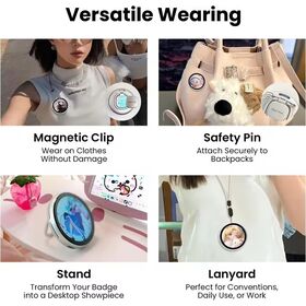 1.85inch HD IPS 360x360 283PPI 600mAh Touchscreen AI-support E-BADGE Dynamic Electronic Badge Digital Pin Switch