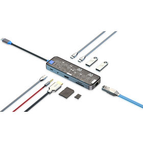 Hub USB C, Adaptateur Multiport USB C, 10 en 1 USB C vers HDMI en Verre Trempé, 2 Ports USB 3.0, 2 USB C, RJ45 Gigabit Ethernet, PD 100W - Station d'accueil USB C
