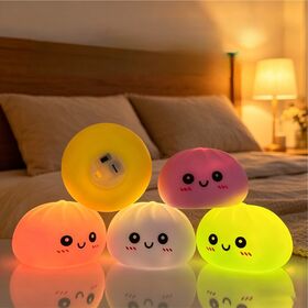 Squishy dumpling con mini vapor burbuja soplando sensorial fidget stress relief juguetes LED noche luz albóndigas