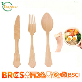 أدوات مائدة خشبية للاستعمال مرة واحدة من المصنع مباشرة معتمدة من FSC بتصميم 200 Birch