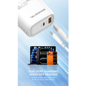 Grosir SOMOSTEL Q136 Layar Ikon Pengisian Daya Asli Desain Baru GAN 67W MAX Port Ganda USB PD dengan Kabel Pengisi Daya Ponsel