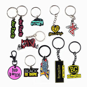 custom die cut printed alloy souvenir keychains customizable logo color fashion ornaments