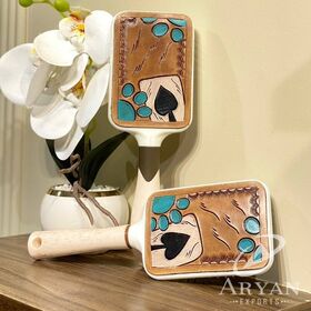 Hand Painted Leather Western Hairbrush