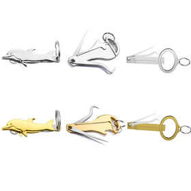 multi-function stainless steel bottle opener toothpick keychain