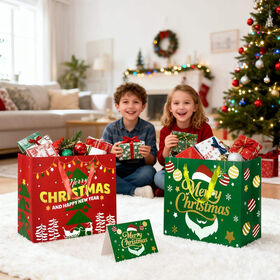 Wholesale Eco-Friendly Christmas White Cardboard Christmas Gift Bags for Halloween Day Xmas Decorative Party Promotion Paper Bag