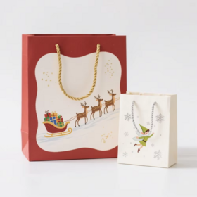 Hot seller Luxury Paper Packaging Bag with Foil Stamping for Christmas Gift Wrapping and Holiday Retail Packaging