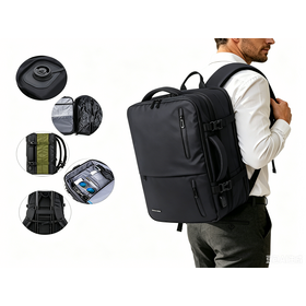 Ransel Laptop Kompresi Ekspansi Besar 17,3 Inci, Poliester Premium untuk Perjalanan Bisnis