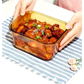 Amber Tall 2L Glass Food Storage Container, Leak Proof Microwave Safe Pyrex Glass Container