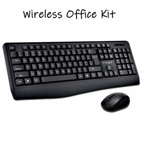 TF100 2.4G Wireless Office Keyboard Mouse Combo, 104 Tombol Tanpa Lampu ABS Keyboard Silikon Tahan Air, 1000 DPI, Tersedia Layout Spanyol