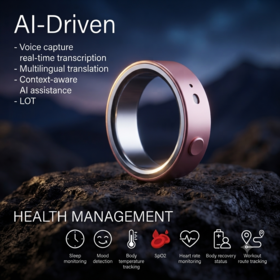 AI Voice Recording Smart Ring IP68 Waterproof with Health Monitoring Sleep Tracker