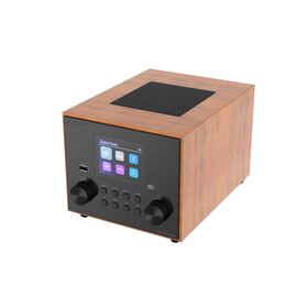 Radio Receptor Hi-Fi de Escritorio Digital DAB Bluetooth Estilo Vintage de Madera con Reproducción USB y Pantalla a Color
