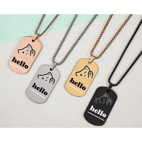 Personnalisé En Métal Blanc Dog Tags Ensemble En Acier Inoxydable Laser Gravure Militaire ID Badge Collier pour Animaux Promotion Giveaway En Vrac