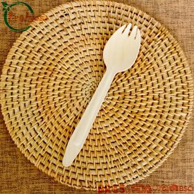 BRC معتمد من خشب البتولا Spork 147 صانعة-أدوات مائدة يمكن التخلص منها للاستخدام مرة واحدة للسفر في الهواء الطلق وجبات فواكه خفيفة والتخييم