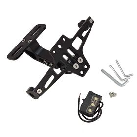 Kundenspezifische CNC 6061 Aluminium Motorrad Kennzeichenhalterung, faltbarer eloxierter Motorrad Heckumbau Halterung mit LED-Licht