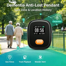 Pelacak Keamanan GPS L15 Pro dengan Layar, Penghitung Langkah, Panggilan, Tahan Air IP67, Kontrol Jarak Jauh Ganda, Tali & Pengisi Daya Dock Didukung