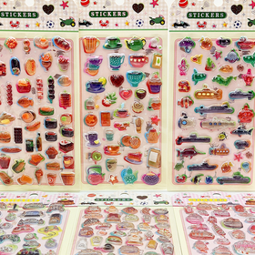 Custom Waterproof Cute Cartoon 3D Relief Crystal Epoxy Stickers for Cup Phone Journal and Scrapbooks Planner
