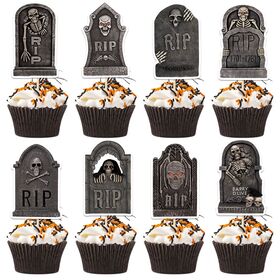 New Arrival Halloween Tombstone Cake Toppers, Spooky Holiday Cupcake Picks for Halloween Party Dessert Decoration Wholesale