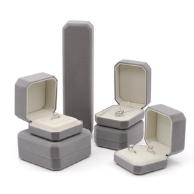 Octogonal reunindo veludo caixa de jóias conjunto, luxo Flip Clamshell presente embalagem caso para par anéis, pulseira, pingente