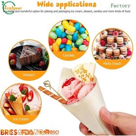 FSC Certified Biodegradable Wood Cone Holder Takeaway Food Container Direct Factory