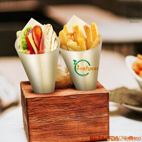FSC Certified Biodegradable Wood Cone Holder Takeaway Food Container Direct Factory Price