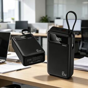 20000mAh High Capacity PD 65W Fast Charging Power Bank with Digital Display for Clear Battery Level Check