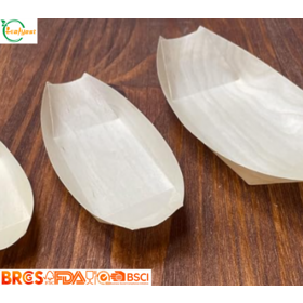 Eco FSC Wooden Sushi Serving Boats Food Grade Disposable Trays Custom Packaging