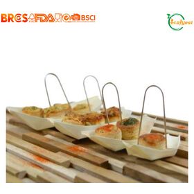 Eco Friendly FSC Wooden Sushi Boat Plates Food Grade Custom Printed Pack Trays