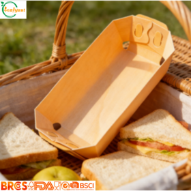 Eco Disposable Wooden Sushi Boat Plates FSC Food Grade Custom Serving Trays