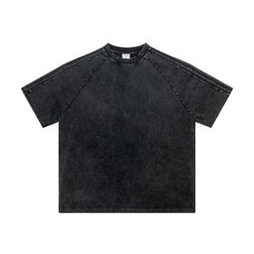 Haute Qualité Respirant Personnalisé Casual Blank À Manches Courtes Surdimensionné 100% Coton Rétro Acide Lavé T-shirt pour Hommes et Femmes