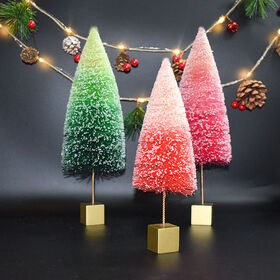 Ornamen Pohon Natal Mini Sisal Pelangi Buatan