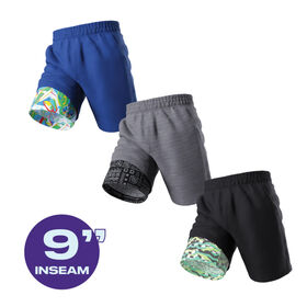 2 In 1 compression Swim Shorts Men 4 Way Stretch Board Shorts Men's Shorts Gym