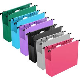 Paquete de 12 Carpetas Colgantes de Cartón de Capacidad Extra, Colores Surtidos, Extensibles, Tamaño Carta, Organizador para Oficina y Hogar